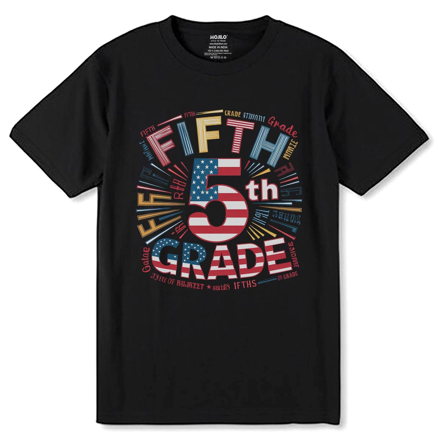 5th GRADE - Unisex Round Neck Regular Fit 100% Combed Cotton Half Sleeve T-Shirt - Mojilo Mart