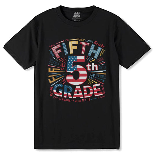 5th GRADE - Unisex Round Neck Regular Fit 100% Combed Cotton Half Sleeve T-Shirt - Mojilo Mart