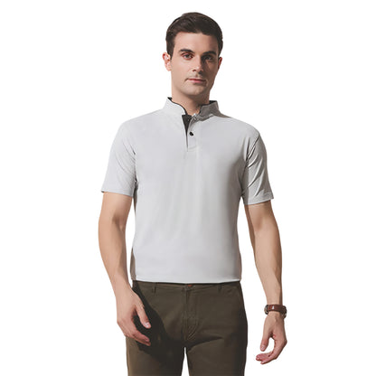 Chinese Collar Polyester FD Matty T-Shirt with DTF Printing, GSM 220 custom T-shirt With Logo Printing