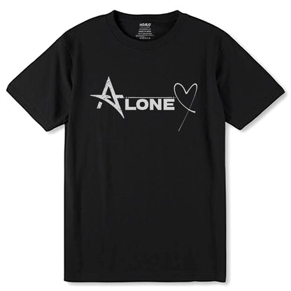 ALONE Heart - Unisex Round Neck Regular Fit 100% Combed Cotton Half Sleeve T-Shirt - Mojilo Mart