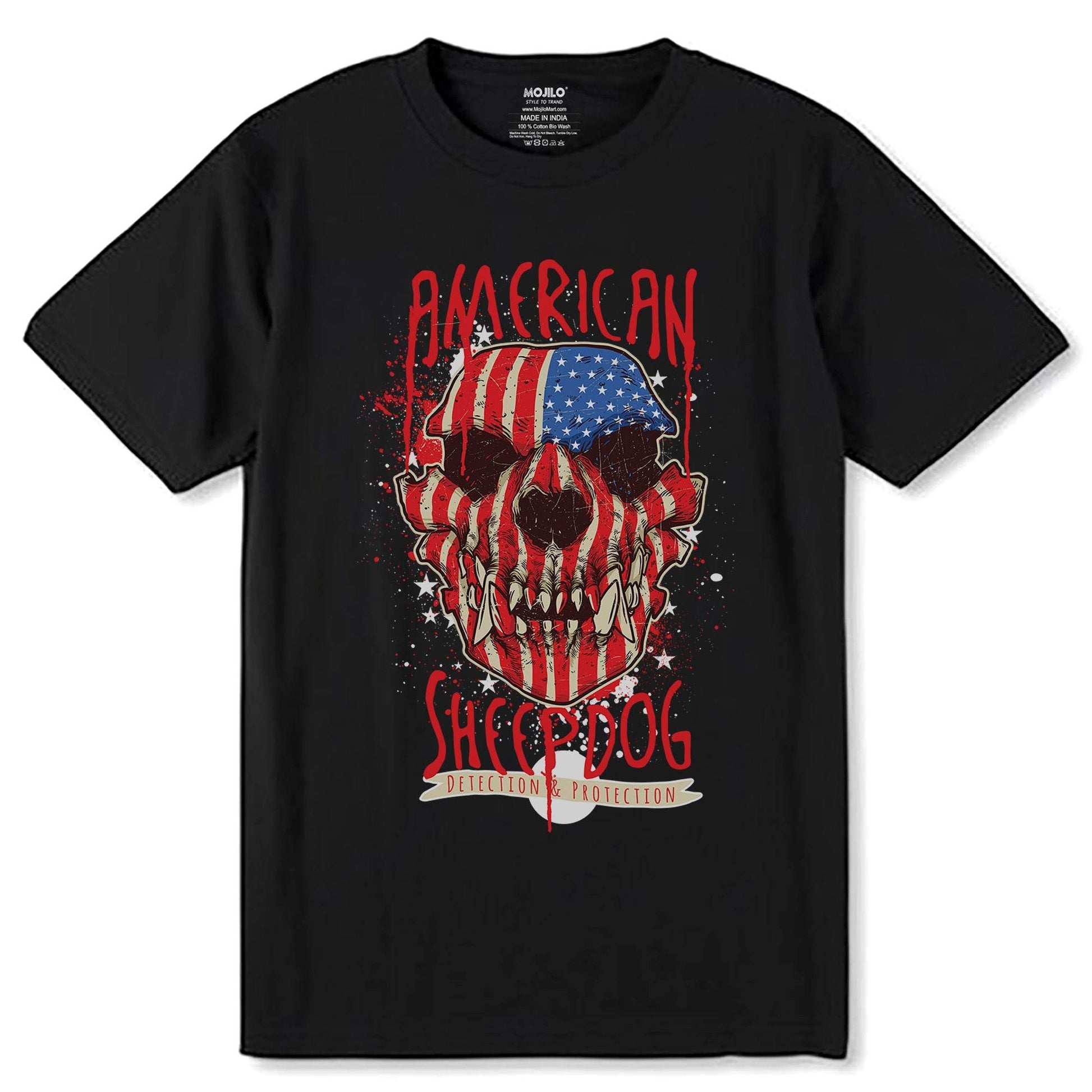 AMERICAN SHEEP DOG - Unisex Round Neck Regular Fit 100% Combed Cotton Half Sleeve T-Shirt - Mojilo Mart