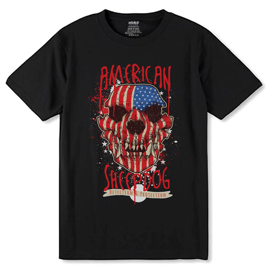AMERICAN SHEEP DOG - Unisex Round Neck Regular Fit 100% Combed Cotton Half Sleeve T-Shirt - Mojilo Mart