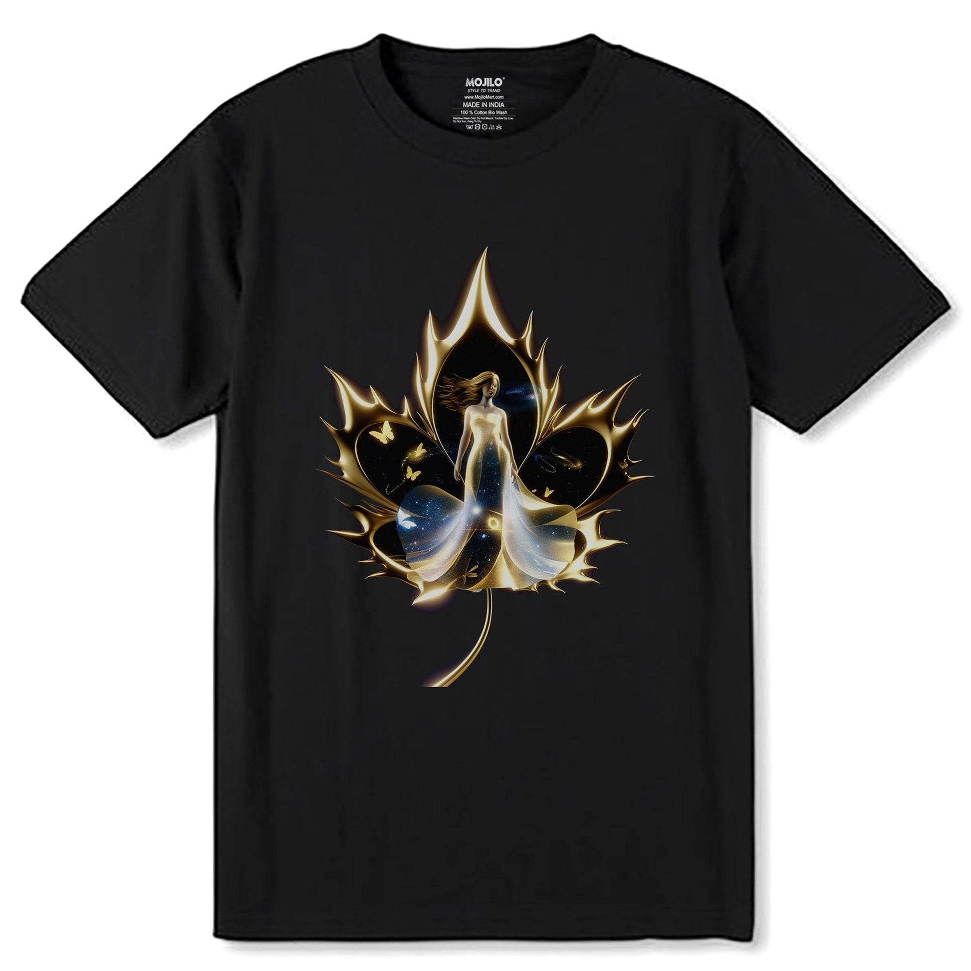 ANGLE GOLDEN ART - Unisex Round Neck Regular Fit 100% Combed Cotton Half Sleeve T-Shirt - Mojilo Mart
