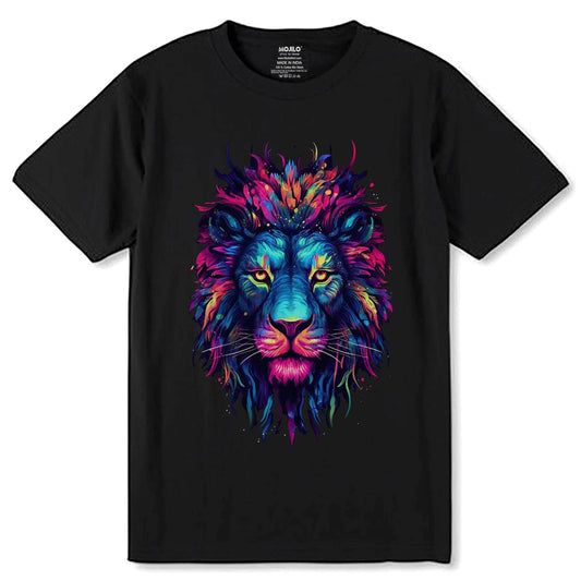 A Colorful lion - Unisex Round Neck Regular Fit 100% Combed Cotton Half Sleeve T-Shirt - Mojilo Mart