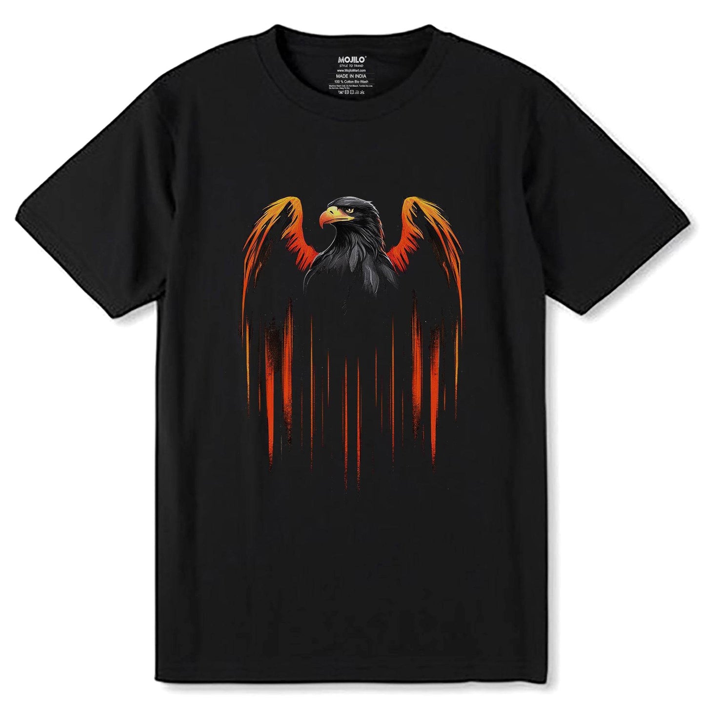 A Eagle bird with orange and black feathers - Unisex Round Neck Regular Fit 100% Combed Cotton Half Sleeve T-Shirt - Mojilo Mart