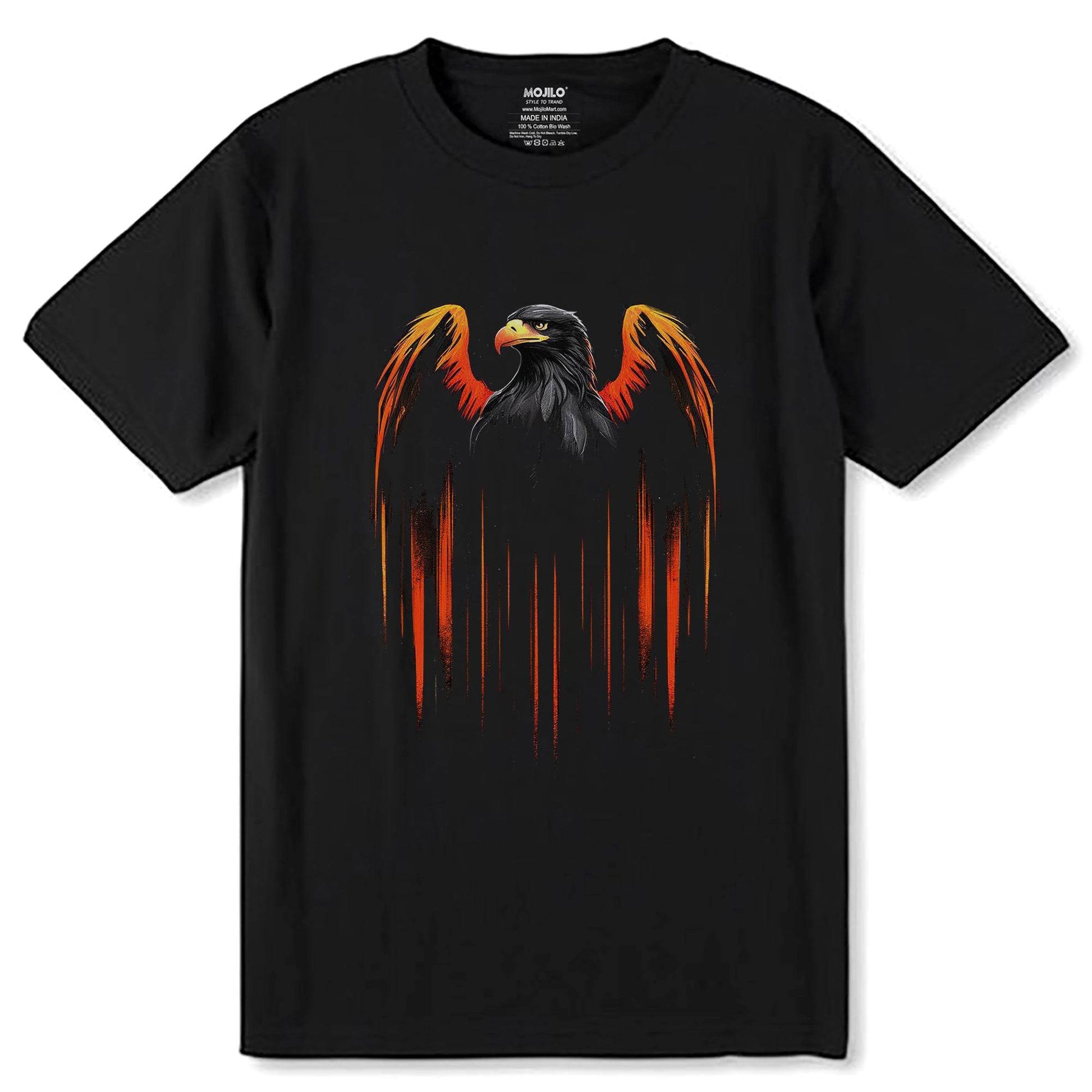 A Eagle bird with orange and black feathers - Unisex Round Neck Regular Fit 100% Combed Cotton Half Sleeve T-Shirt - Mojilo Mart