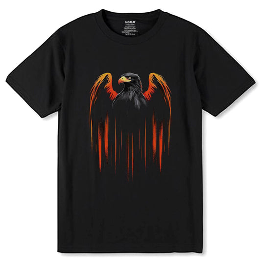 A Eagle bird with orange and black feathers - Unisex Round Neck Regular Fit 100% Combed Cotton Half Sleeve T-Shirt - Mojilo Mart