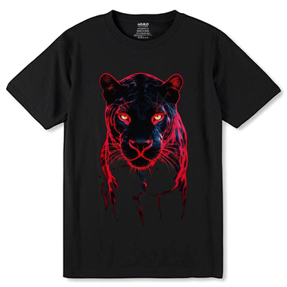 A black tiger with red eyes - Unisex Round Neck Regular Fit 100% Combed Cotton Half Sleeve T-Shirt - Mojilo Mart