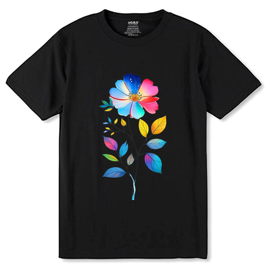 Abstract Flora Fusion - Unisex Round Neck Regular Fit 100% Combed Cotton Half Sleeve T-Shirt - Mojilo Mart