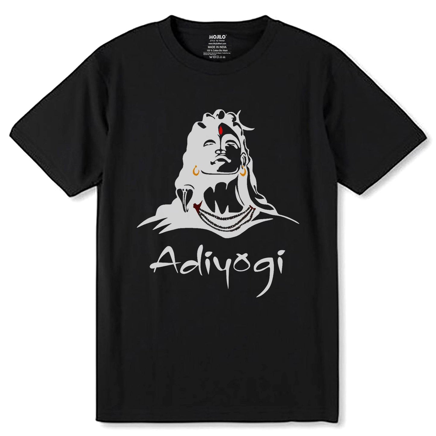Adiyogi Shiva Mahadev - Unisex Round Neck Regular Fit 100% Combed Cotton Half Sleeve T-Shirt - Mojilo Mart