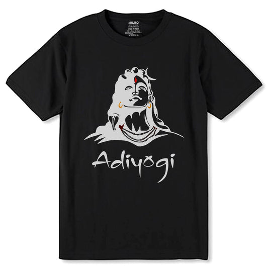 Adiyogi Shiva Mahadev - Unisex Round Neck Regular Fit 100% Combed Cotton Half Sleeve T-Shirt - Mojilo Mart