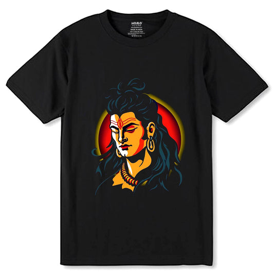 Adiyogi Shiva Mahadev Hindu God - Unisex Round Neck Regular Fit 100% Combed Cotton Half Sleeve T-Shirt - Mojilo Mart