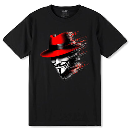 American Movie V for Vendetta T Shirt Casual Anonymous Mask - Unisex Round Neck Regular Fit 100% Combed Cotton Half Sleeve T-Shirt - Mojilo Mart