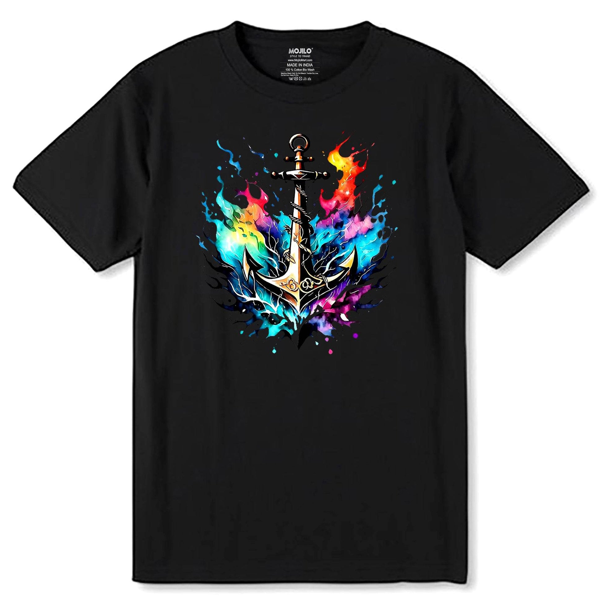 Anchor Patch - Unisex Round Neck Regular Fit 100% Combed Cotton Half Sleeve T-Shirt - Mojilo Mart