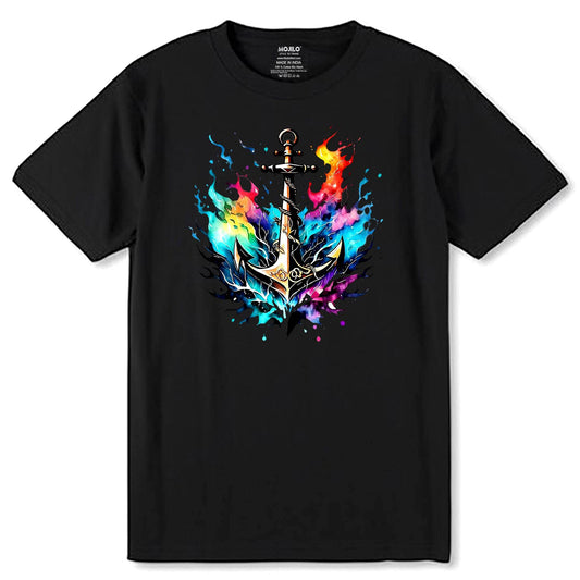 Anchor Patch - Unisex Round Neck Regular Fit 100% Combed Cotton Half Sleeve T-Shirt - Mojilo Mart