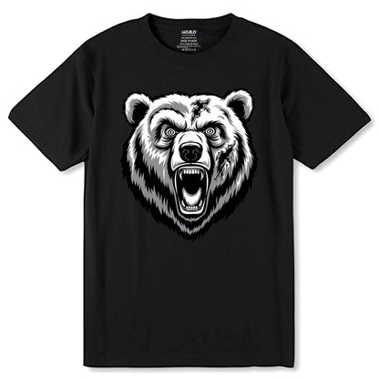 Angry Bear Attack - Unisex Round Neck Regular Fit 100% Combed Cotton Half Sleeve T-Shirt - Mojilo Mart