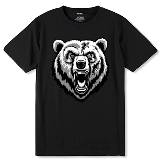 Angry Bear Attack - Unisex Round Neck Regular Fit 100% Combed Cotton Half Sleeve T-Shirt - Mojilo Mart