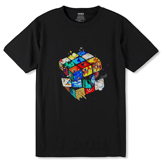 Artistic cube - Unisex Round Neck Regular Fit 100% Combed Cotton Half Sleeve T-Shirt - Mojilo Mart