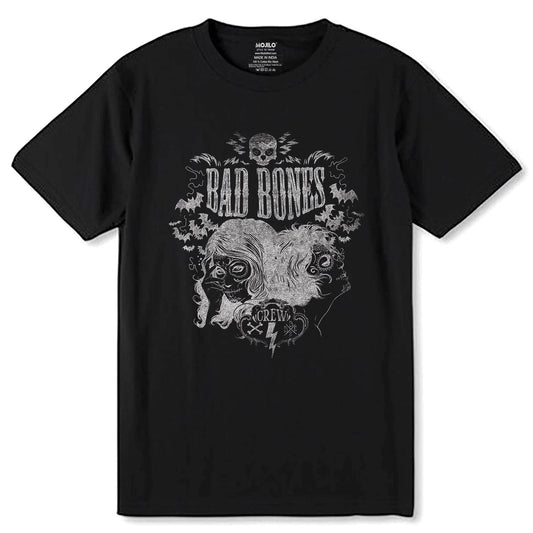 BAD BONES - Unisex Round Neck Regular Fit 100% Combed Cotton Half Sleeve T-Shirt - Mojilo Mart