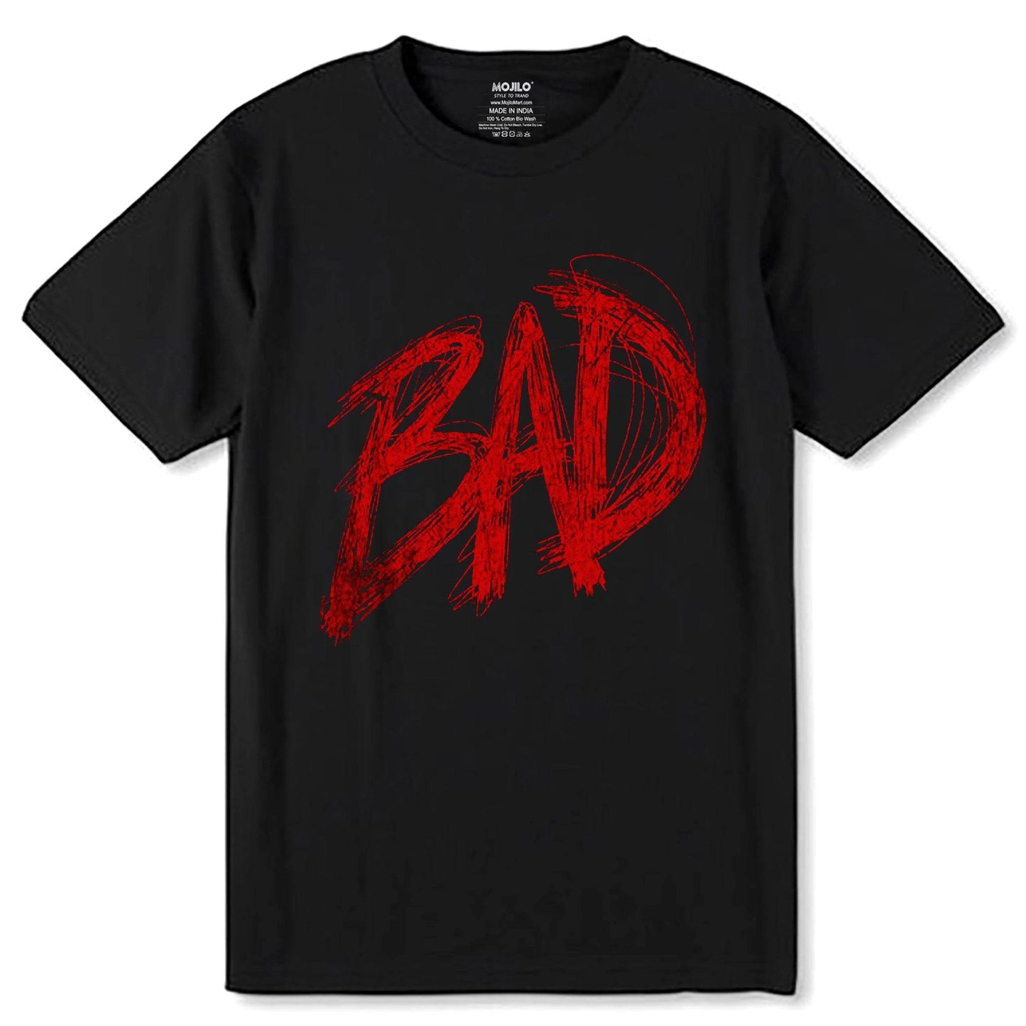 BAD RED - Unisex Round Neck Regular Fit 100% Combed Cotton Half Sleeve T-Shirt - Mojilo Mart