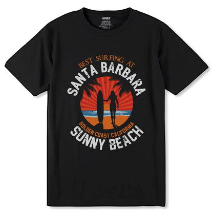 BEST SURFING AT GOLDEN COAST CALIFORNIA SUNNY BEACH - Unisex Round Neck Regular Fit 100% Combed Cotton Half Sleeve T-Shirt - Mojilo Mart