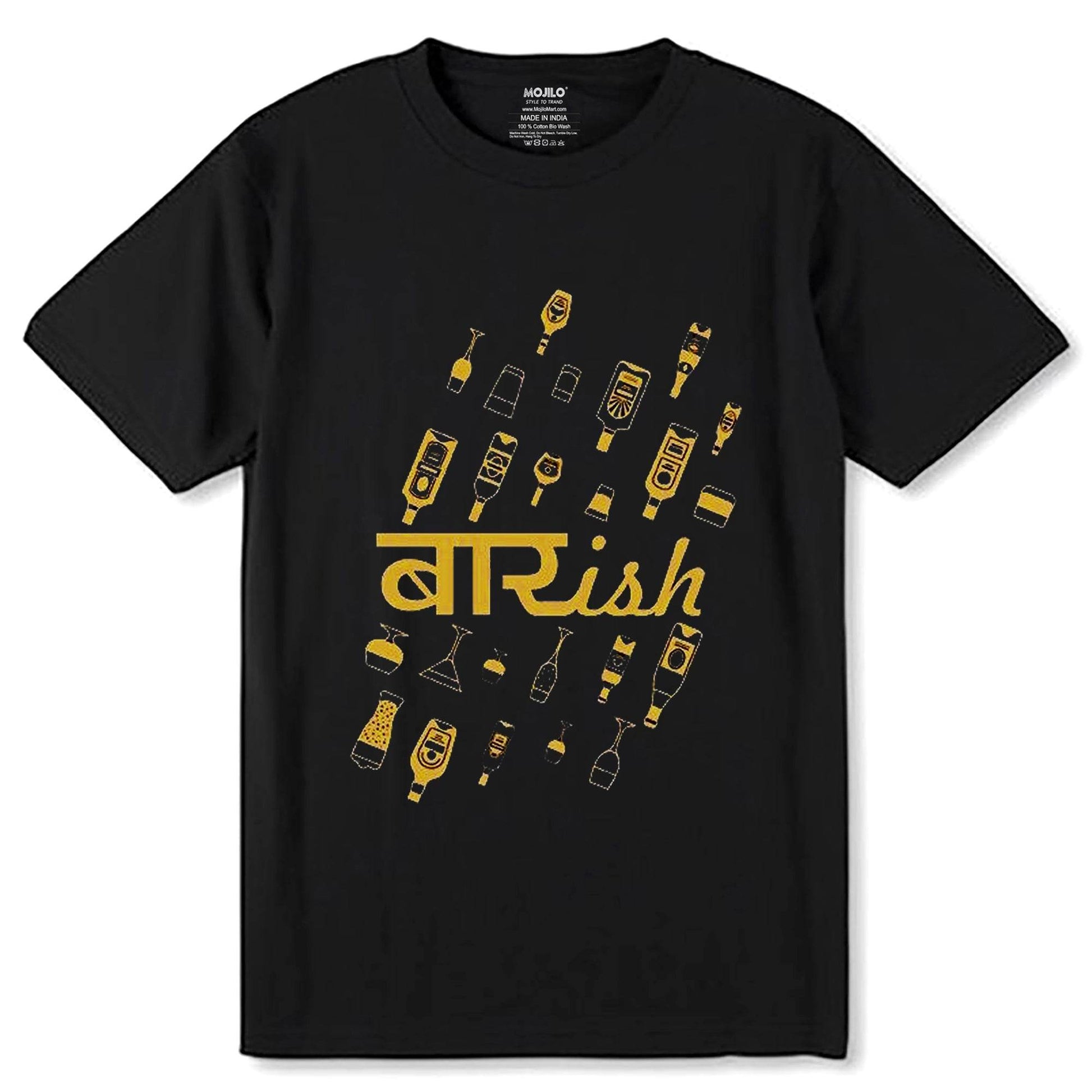 Baarish - Unisex Round Neck Regular Fit 100% Combed Cotton Half Sleeve T-Shirt - Mojilo Mart