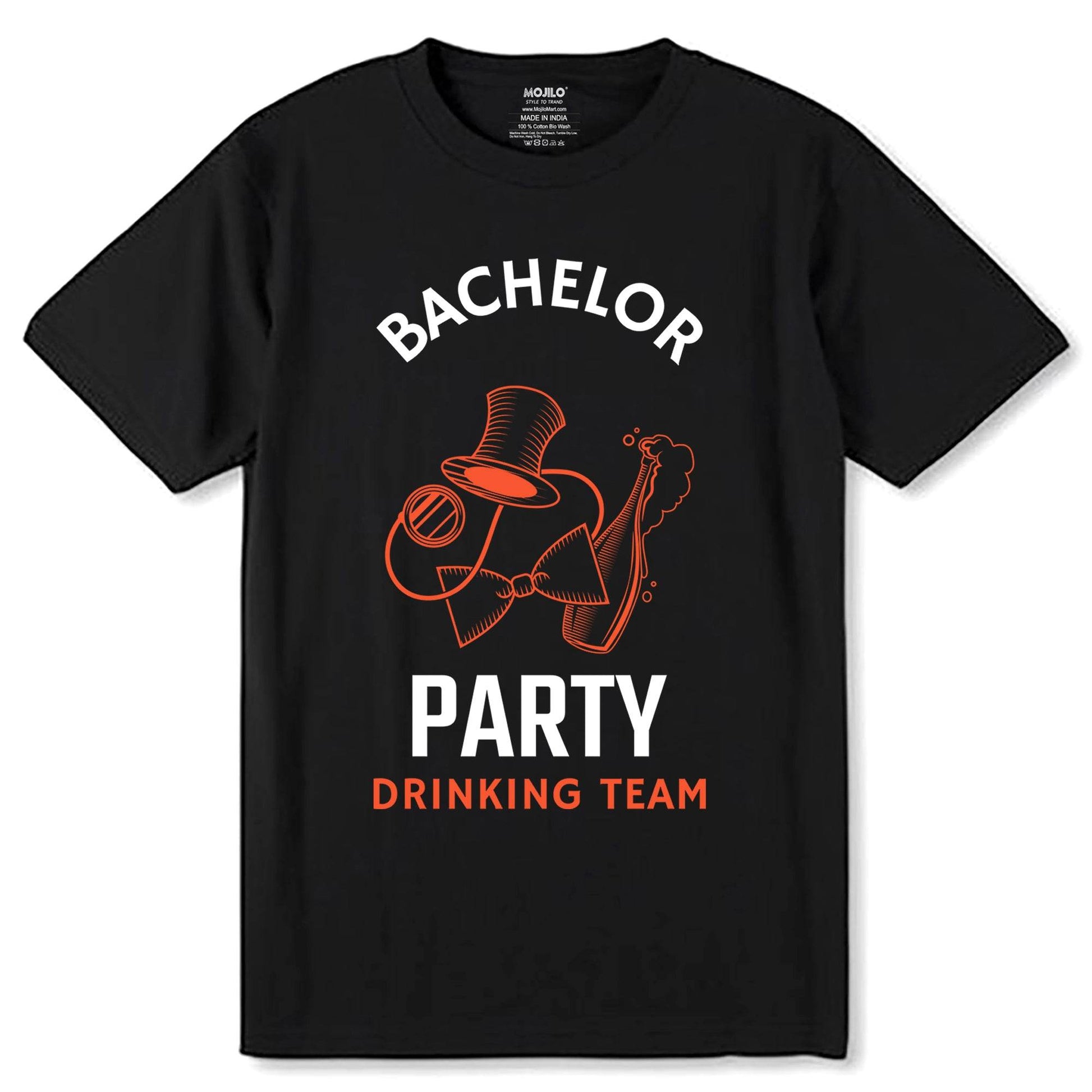 Bachelor Party Drinking Team - Unisex Round Neck Regular Fit 100% Combed Cotton Half Sleeve T-Shirt - Mojilo Mart