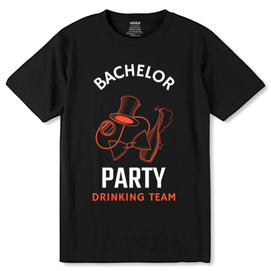 Bachelor Party Drinking Team - Unisex Round Neck Regular Fit 100% Combed Cotton Half Sleeve T-Shirt - Mojilo Mart