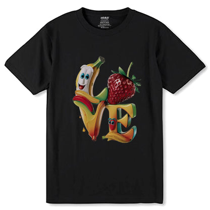 Banana Cherry Love - Unisex Round Neck Regular Fit 100% Combed Cotton Half Sleeve T-Shirt - Mojilo Mart