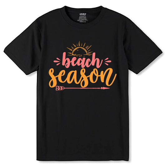 Beach Season Typography - Unisex Round Neck Regular Fit 100% Combed Cotton Half Sleeve T-Shirt - Mojilo Mart