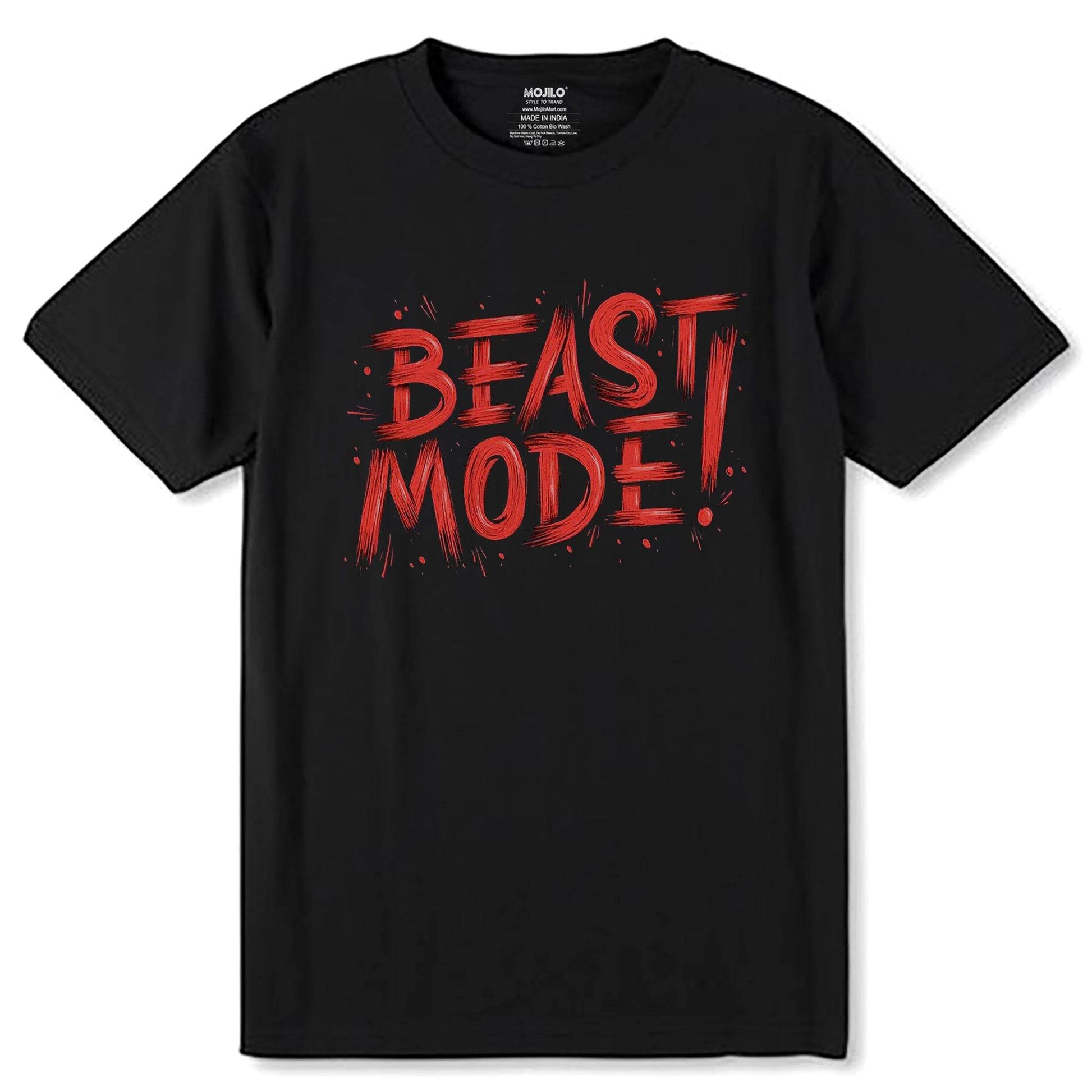 Beast Mode - Unisex Round Neck Regular Fit 100% Combed Cotton Half Sleeve T-Shirt - Mojilo Mart