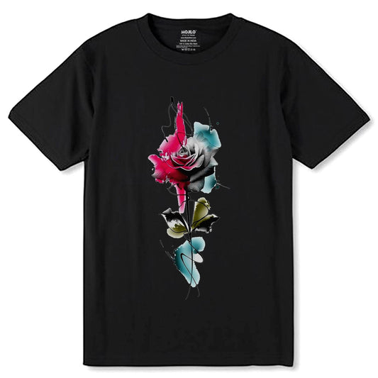 Beautiful Rose - Unisex Round Neck Regular Fit 100% Combed Cotton Half Sleeve T-Shirt - Mojilo Mart