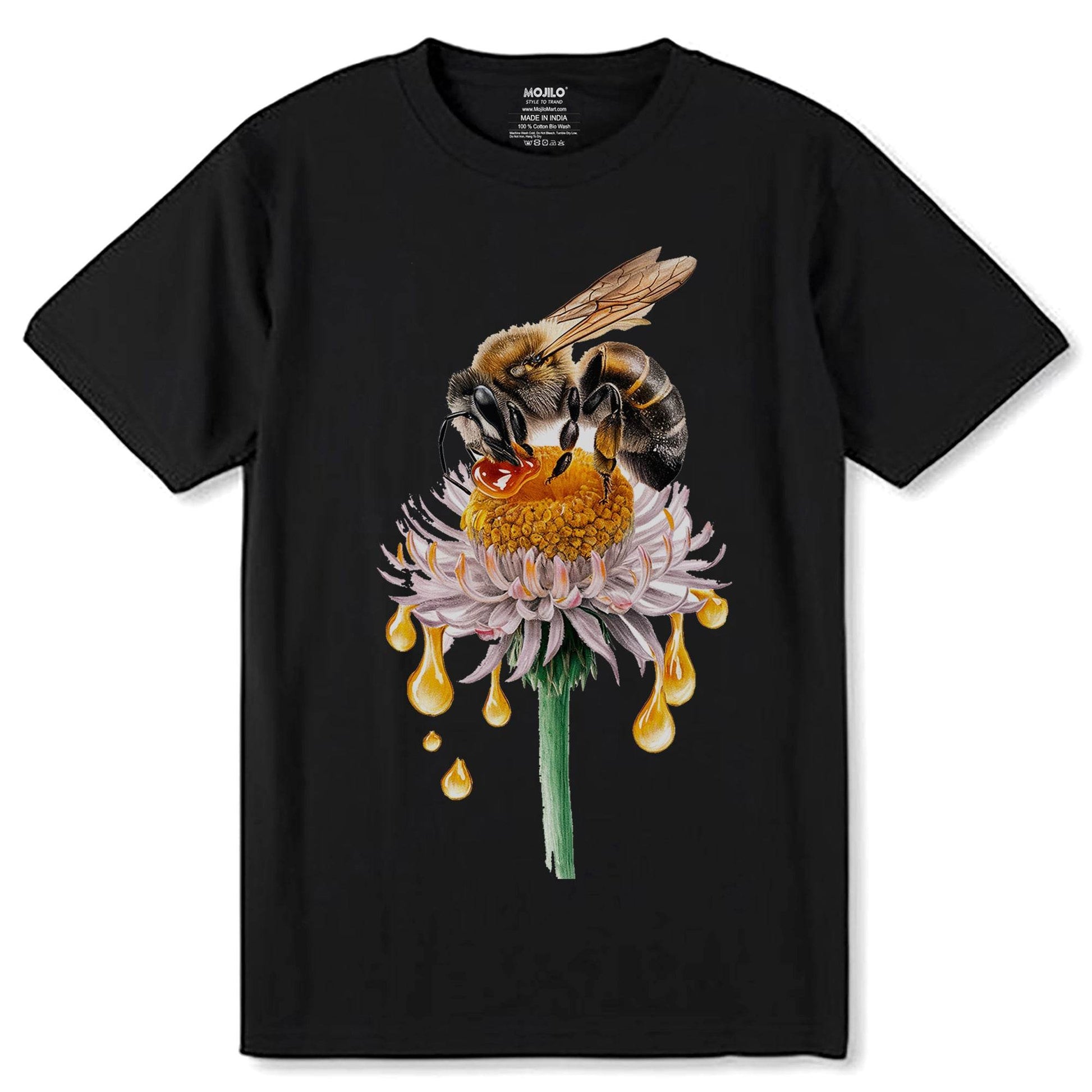 Bee Aesthetic Girls Women - Unisex Round Neck Regular Fit 100% Combed Cotton Half Sleeve T-Shirt - Mojilo Mart