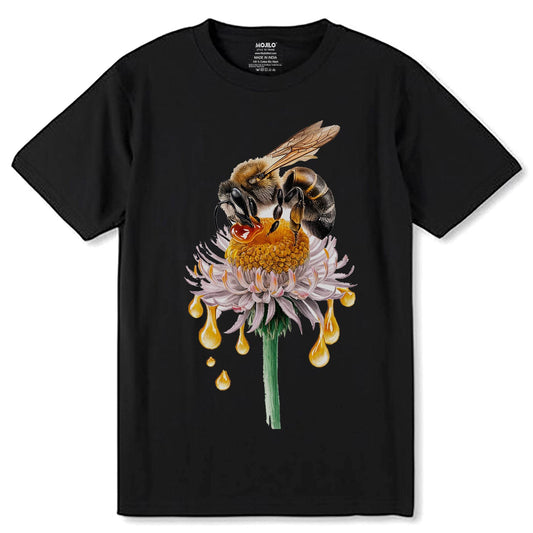 Bee Aesthetic Girls Women - Unisex Round Neck Regular Fit 100% Combed Cotton Half Sleeve T-Shirt - Mojilo Mart