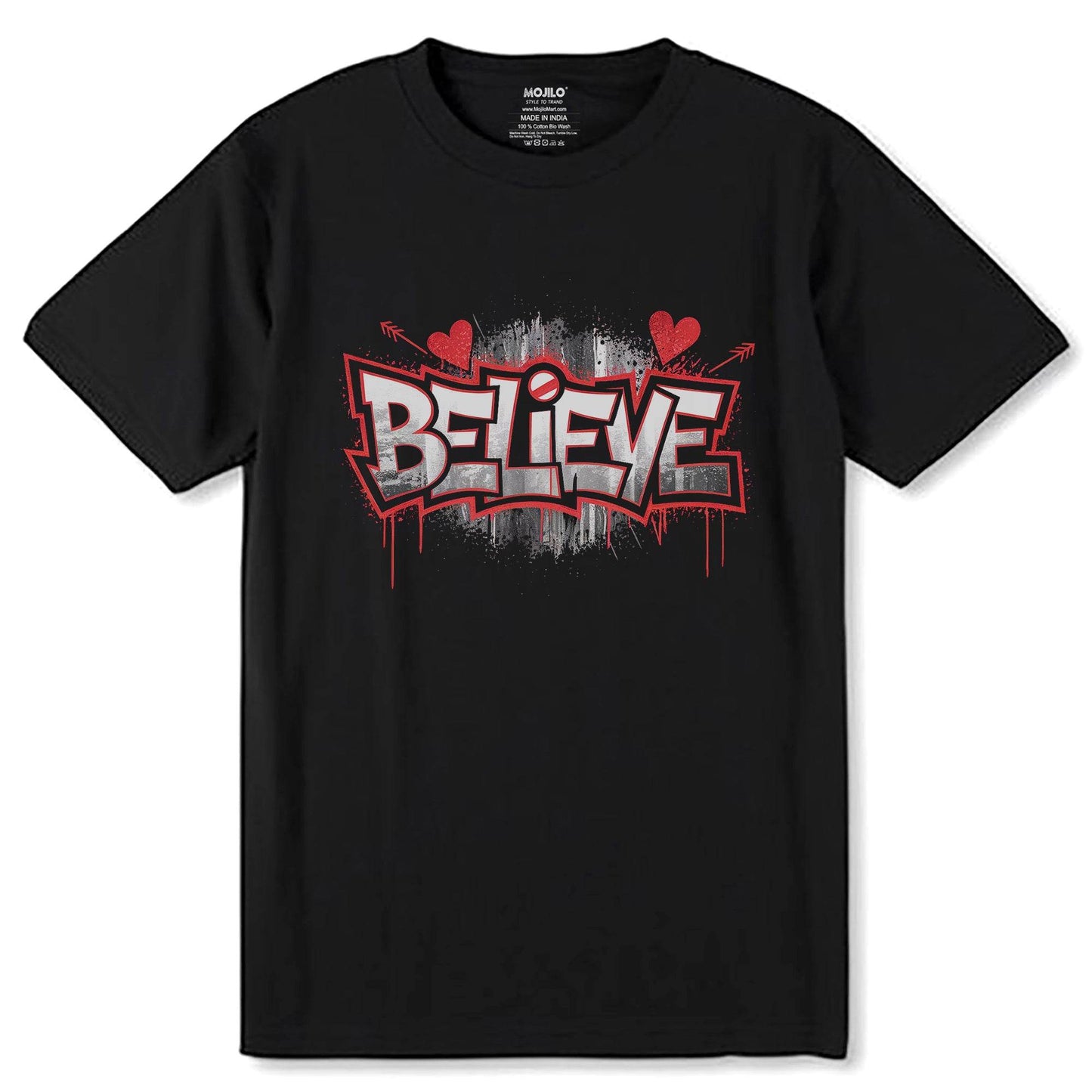 Believe - Unisex Round Neck Regular Fit 100% Combed Cotton Half Sleeve T-Shirt - Mojilo Mart