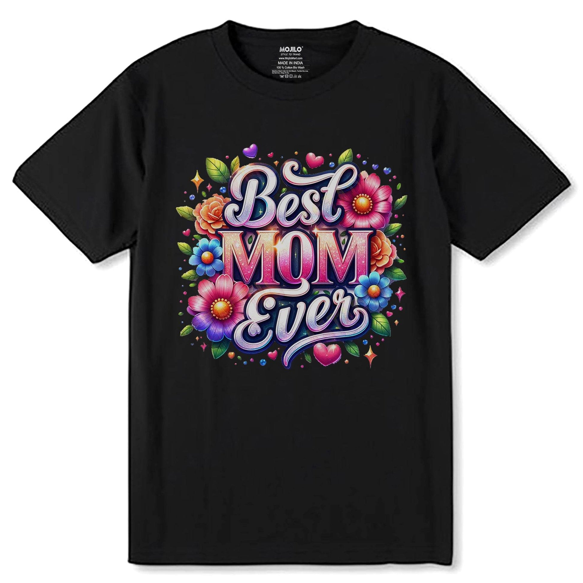 Best MOM Ever - Unisex Round Neck Regular Fit 100% Combed Cotton Half Sleeve T-Shirt - Mojilo Mart