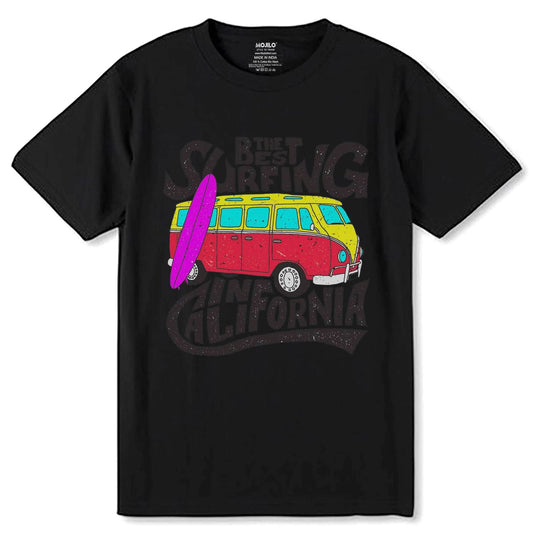 Best Surfing In California - Unisex Round Neck Regular Fit 100% Combed Cotton Half Sleeve T-Shirt - Mojilo Mart