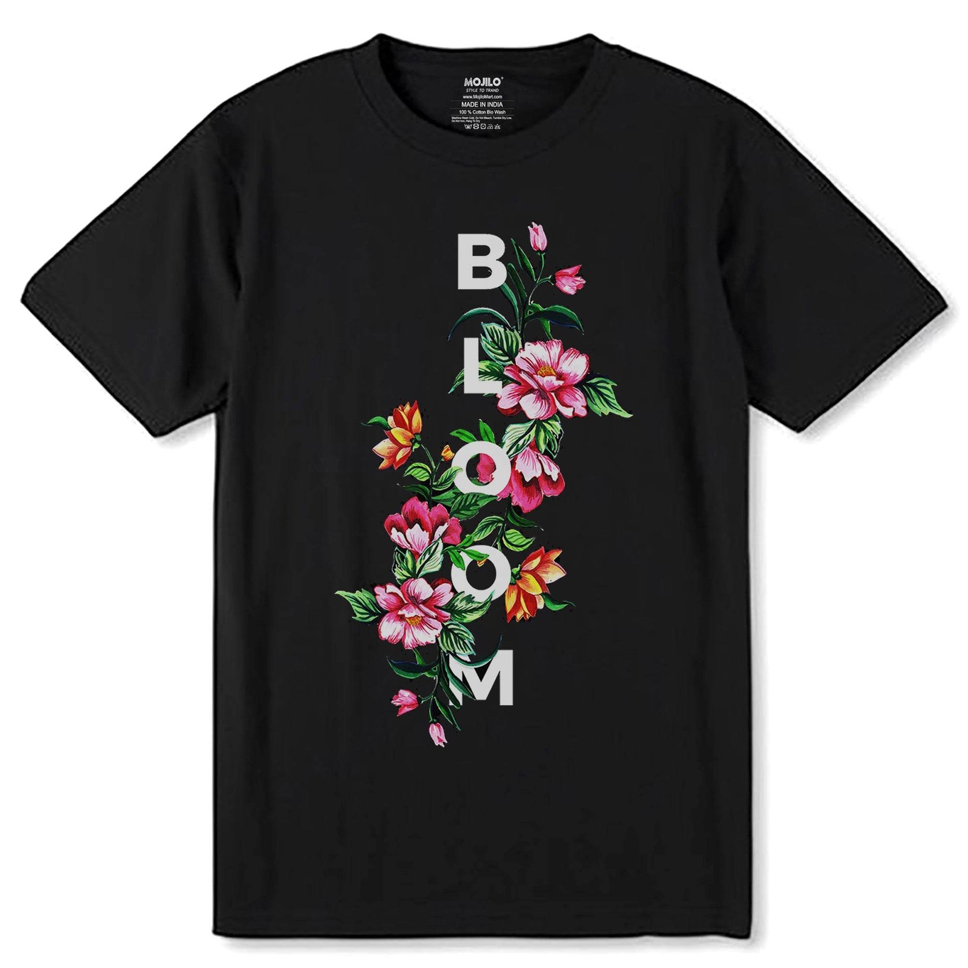 Bloom - Unisex Round Neck Regular Fit 100% Combed Cotton Half Sleeve T-Shirt - Mojilo Mart