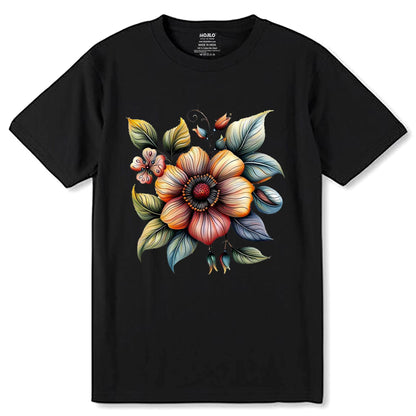Blumen Rosen - Unisex Round Neck Regular Fit 100% Combed Cotton Half Sleeve T-Shirt - Mojilo Mart