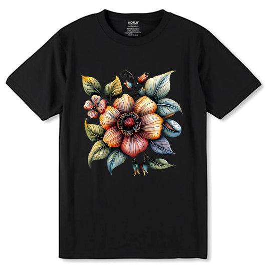 Blumen Rosen - Unisex Round Neck Regular Fit 100% Combed Cotton Half Sleeve T-Shirt - Mojilo Mart