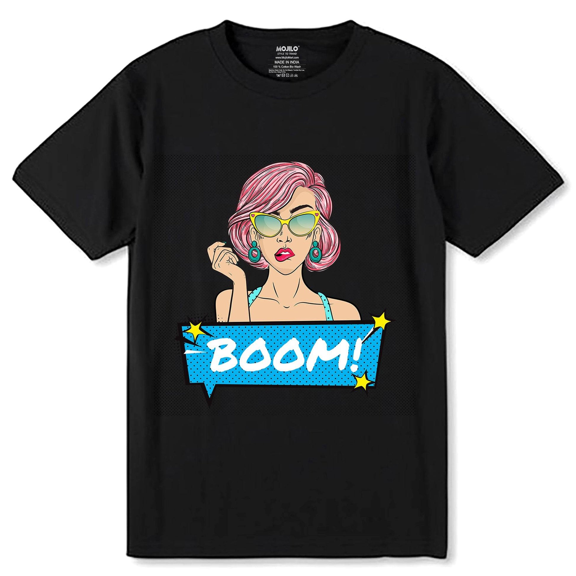 Boom Graphic - Unisex Round Neck Regular Fit 100% Combed Cotton Half Sleeve T-Shirt - Mojilo Mart