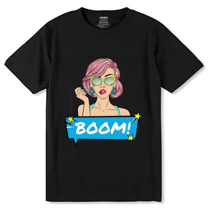 Boom Graphic - Unisex Round Neck Regular Fit 100% Combed Cotton Half Sleeve T-Shirt - Mojilo Mart