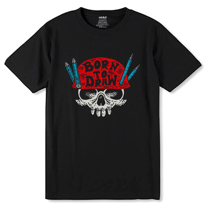 Born To Draw - Unisex Round Neck Regular Fit 100% Combed Cotton Half Sleeve T-Shirt - Mojilo Mart