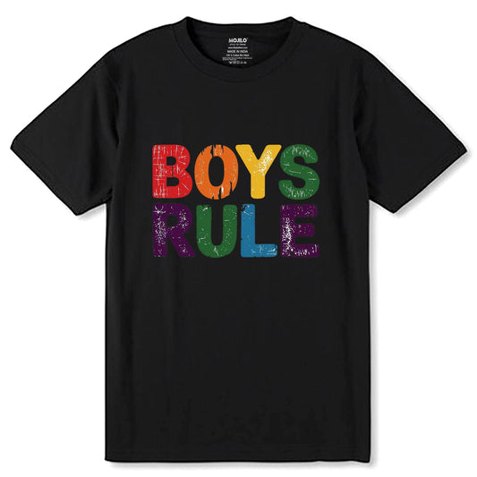 Boys Ruls - Unisex Round Neck Regular Fit 100% Combed Cotton Half Sleeve T-Shirt - Mojilo Mart