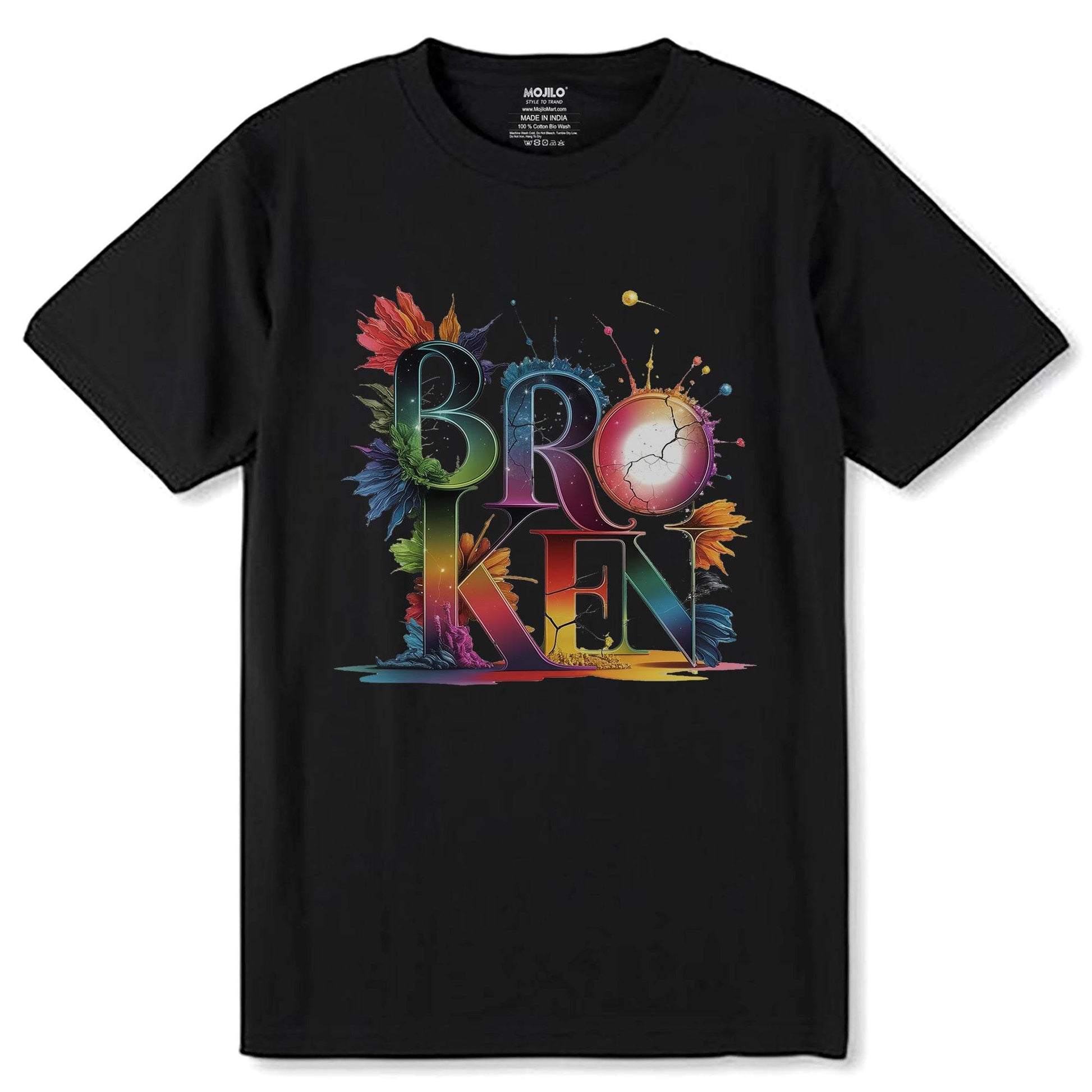 Broken - Unisex Round Neck Regular Fit 100% Combed Cotton Half Sleeve T-Shirt - Mojilo Mart