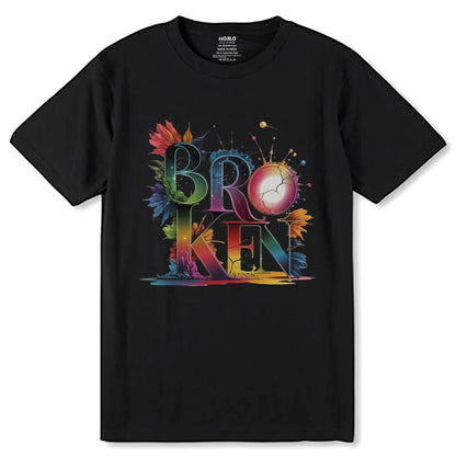 Broken - Unisex Round Neck Regular Fit 100% Combed Cotton Half Sleeve T-Shirt - Mojilo Mart