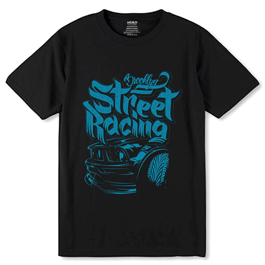 Brooklyn Street Racing - Unisex Round Neck Regular Fit 100% Combed Cotton Half Sleeve T-Shirt - Mojilo Mart