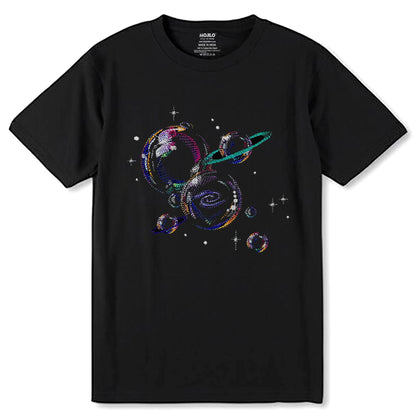 Bubble Planets - Unisex Round Neck Regular Fit 100% Combed Cotton Half Sleeve T-Shirt - Mojilo Mart
