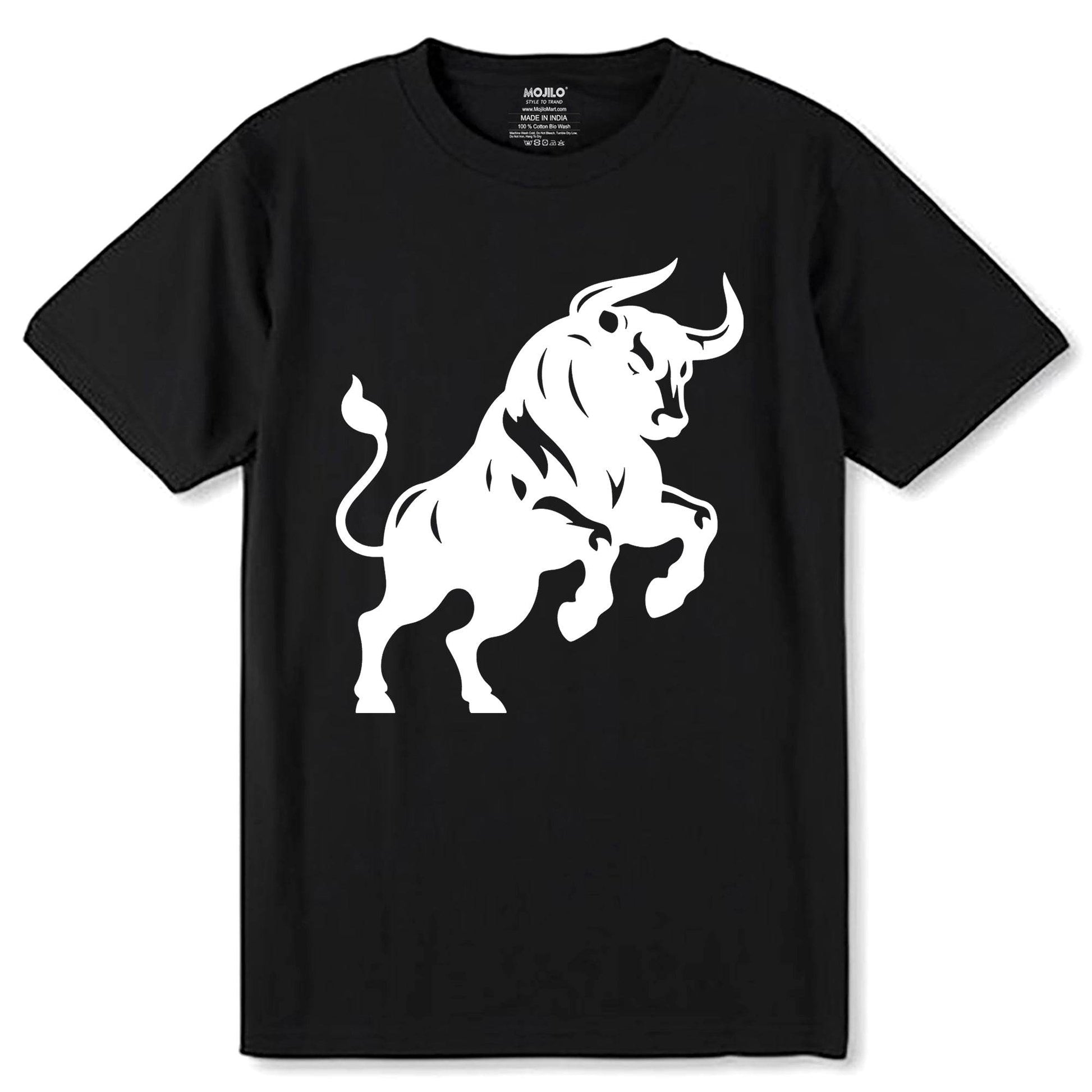 Bullfighting Festival Cowboy Novelty Crewneck Vivid Design - Unisex Round Neck Regular Fit 100% Combed Cotton Half Sleeve T-Shirt - Mojilo Mart