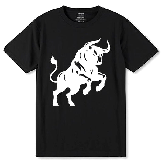 Bullfighting Festival Cowboy Novelty Crewneck Vivid Design - Unisex Round Neck Regular Fit 100% Combed Cotton Half Sleeve T-Shirt - Mojilo Mart